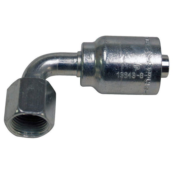 Conector Codo JIC 5/8 Giratorio Hembra x 1/2 Manguera / JIC 5/8 Female Swivel Elbow Connector x 1/2 Hose. Parker